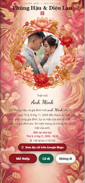 Mẫu thiệp cưới gọi tên khách