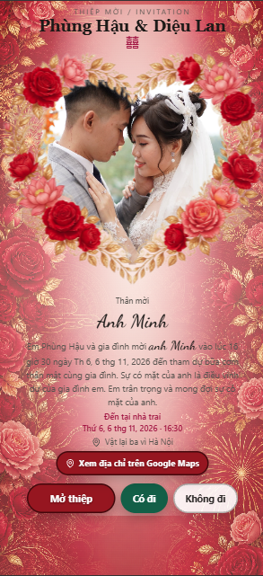 Mẫu thiệp cưới gọi tên khách
